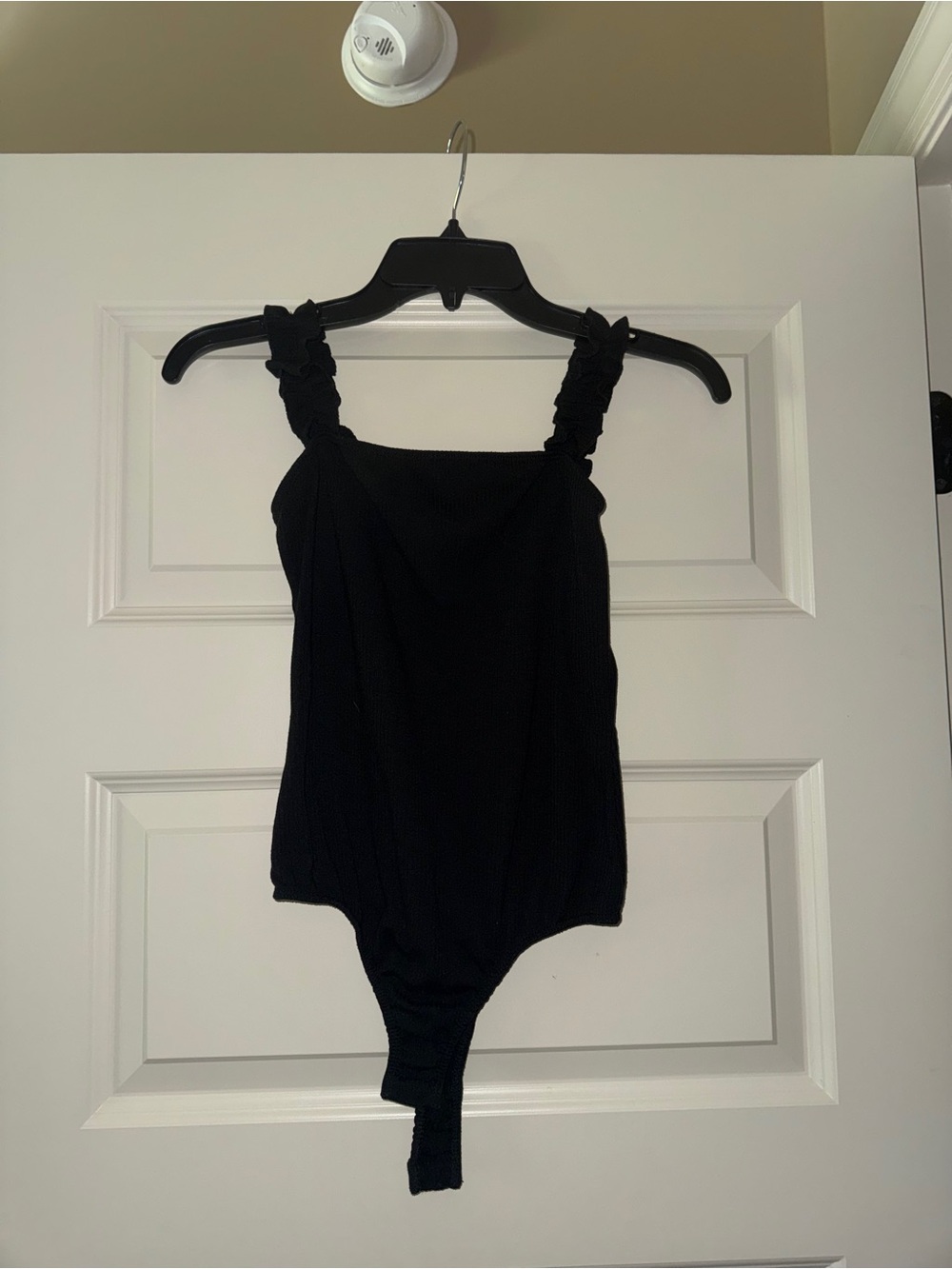 Black Kids One-Piece Swimsuit with Ruffled Straps